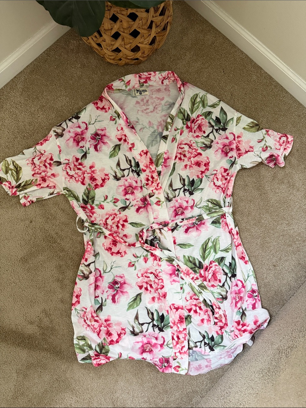 Show Me Your MuMu Pink & Green Floral Cotton Robe